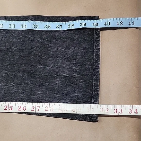 7 For All Mankind, Size 27 Washed Black Flared Jeans w/Sparkle Lightning Bolts - Picture 7 of 15